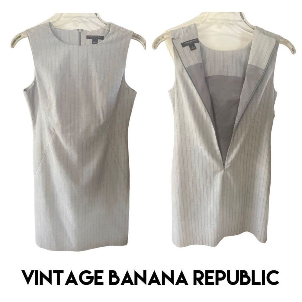 Vintage Banana Republic Gray PinStriped Sleeveless Dress Size 2